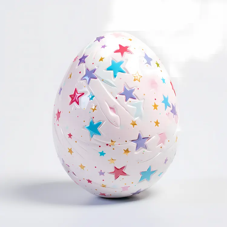Decorative Egg with Stars in Pastel Colors