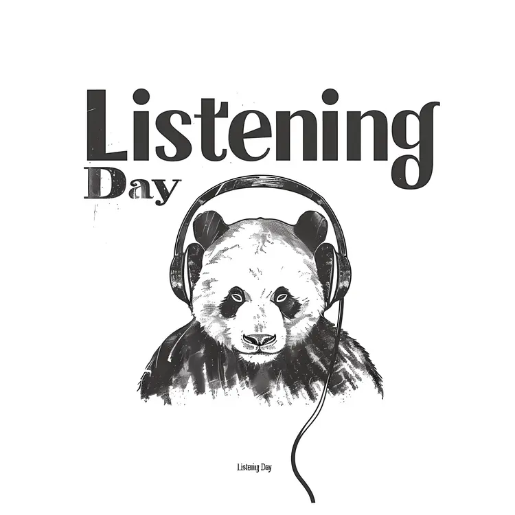 Panda Listening to Music