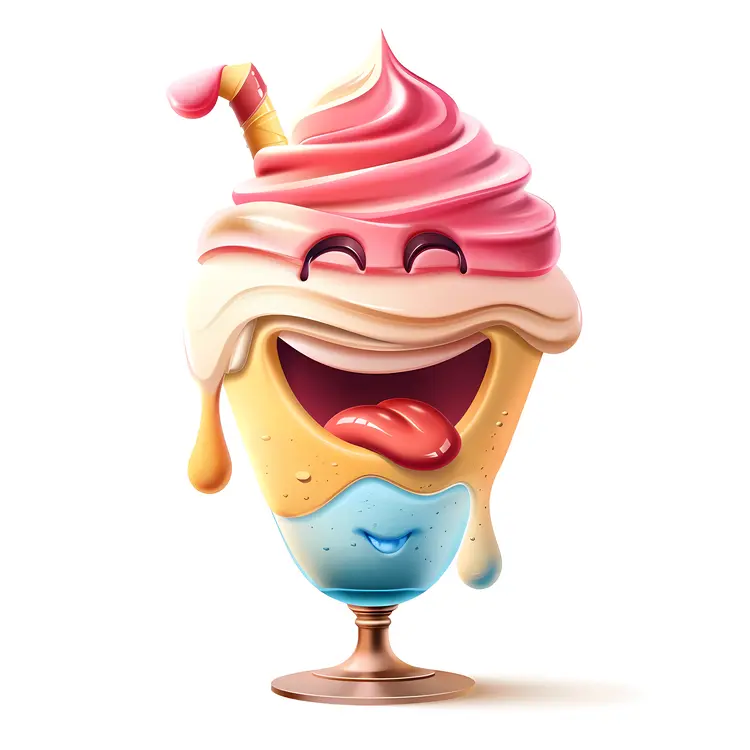 Happy Ice Cream Sundae with Straw