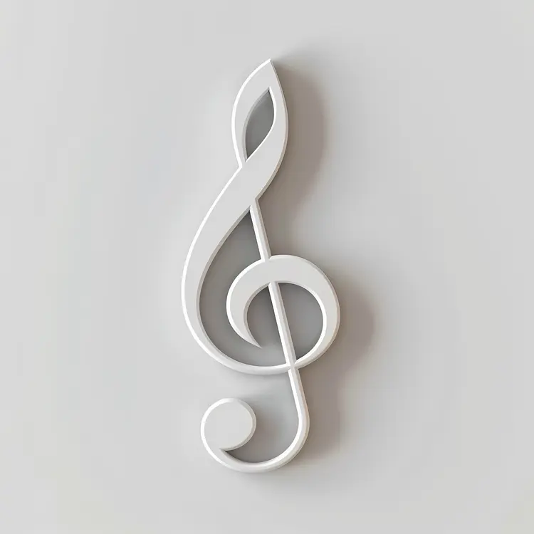 Minimalist White Treble Clef