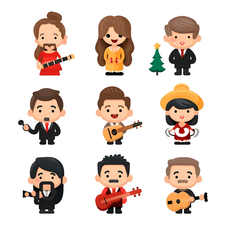 Christmas Characters with Musical Instruments