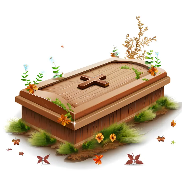 Wooden Coffin with Cross