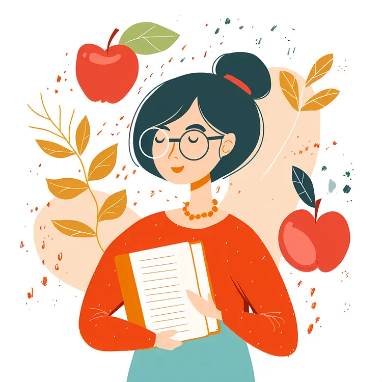Woman with Book and Apples