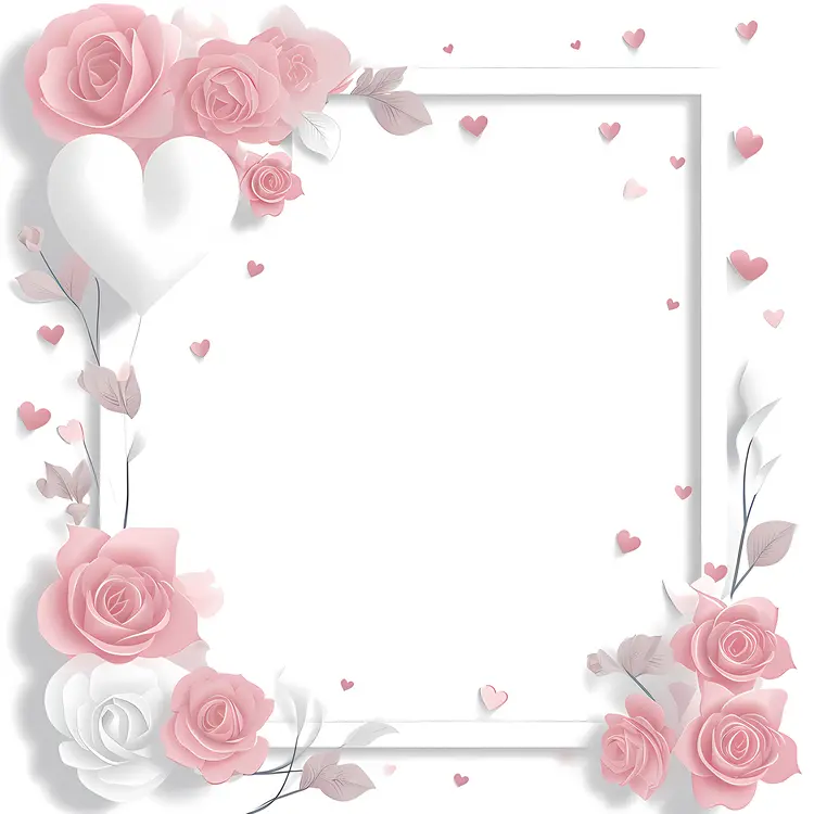 Pink Rose Square Frame