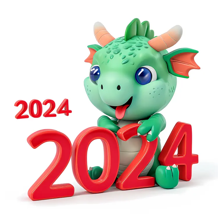 Green Dragon with 2024 New Year