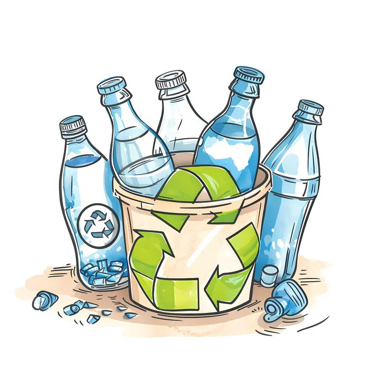 Recycling bin with bottles