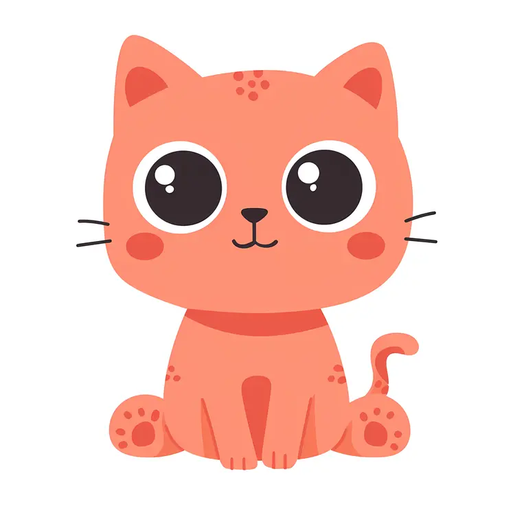 Cute Cartoon Cat in Kawaii Style