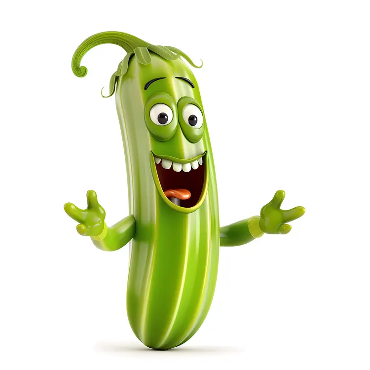 Happy Zucchini Cartoon Character
