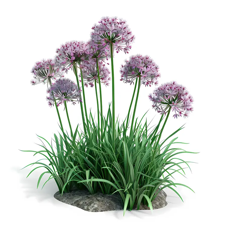 Purple Allium Flowers in Garden
