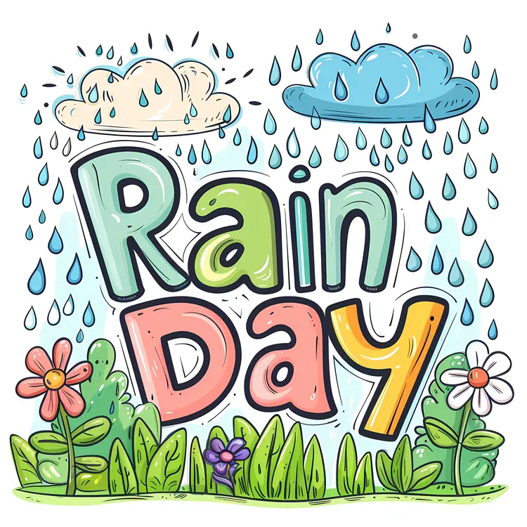 Colorful Rain Day Nature Illustration