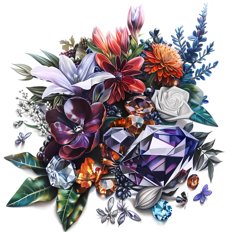 Floral Arrangement with Gemstones