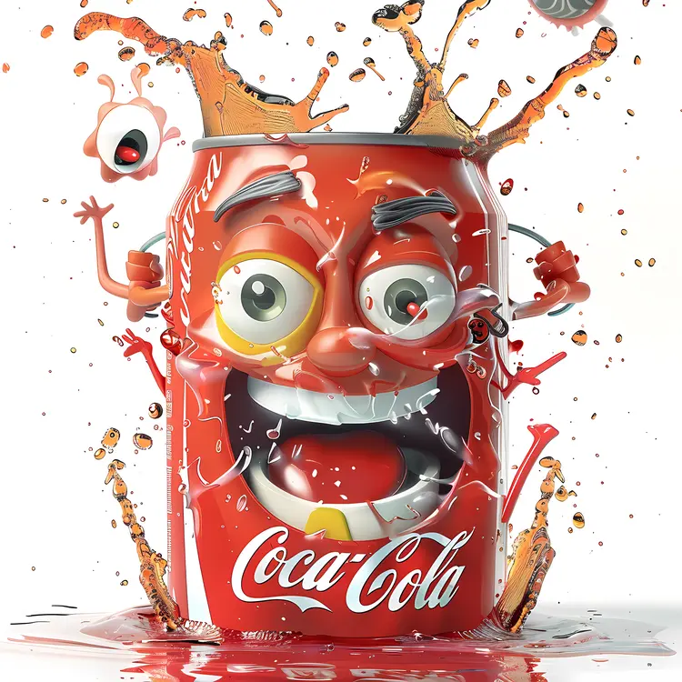 Animated Coca-Cola Can Splashing