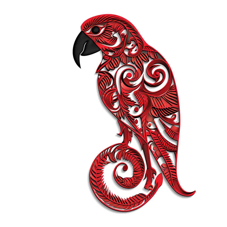 Red Parrot with Intricate Design