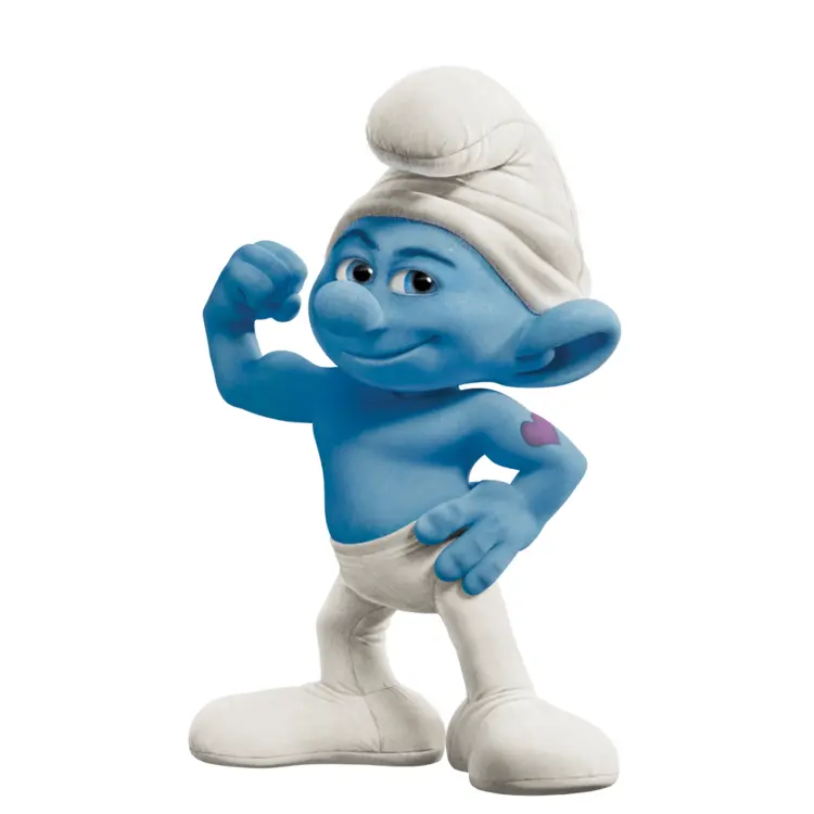 Strong Blue Cartoon Character Flexing