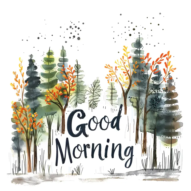 Forest Themed Good Morning Illustration