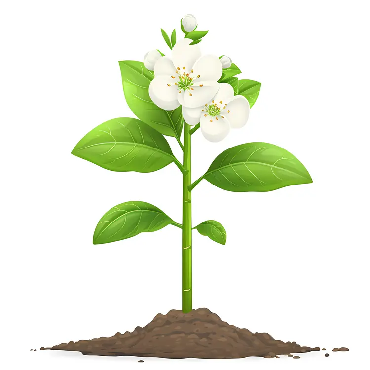 White Flower in Soil