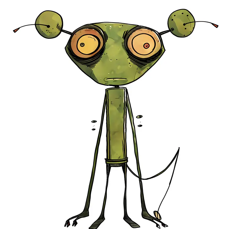 Funny Green Alien Character