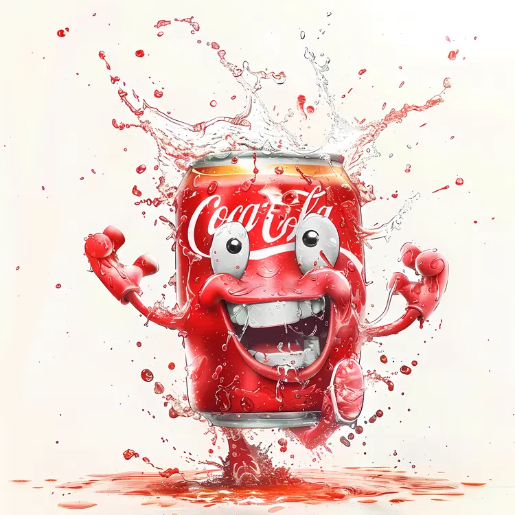 Animated Coca-Cola Can Splashing