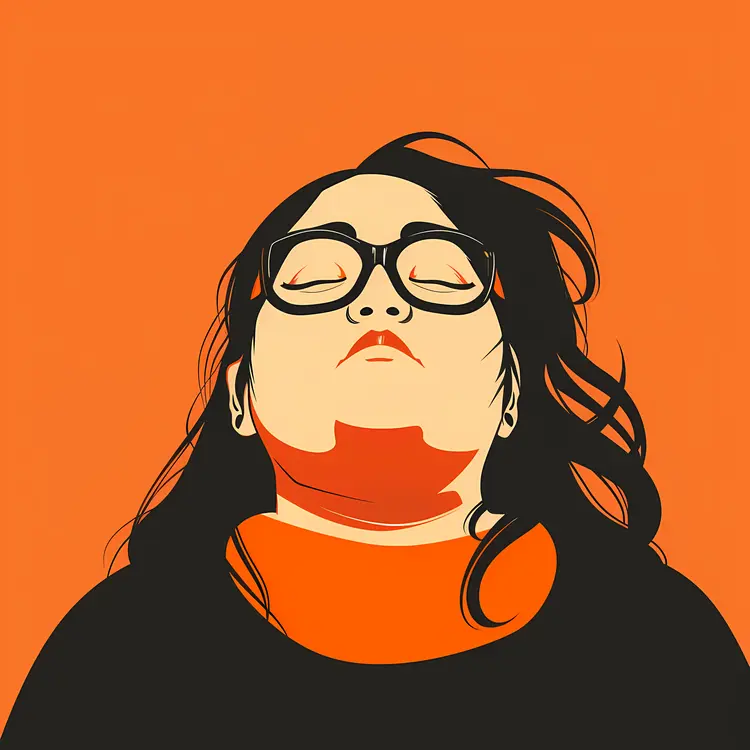 Woman in Glasses with Flowing Hair
