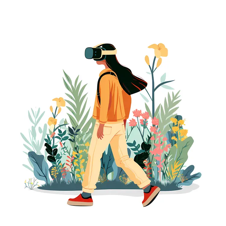 Person with VR Headset in Nature