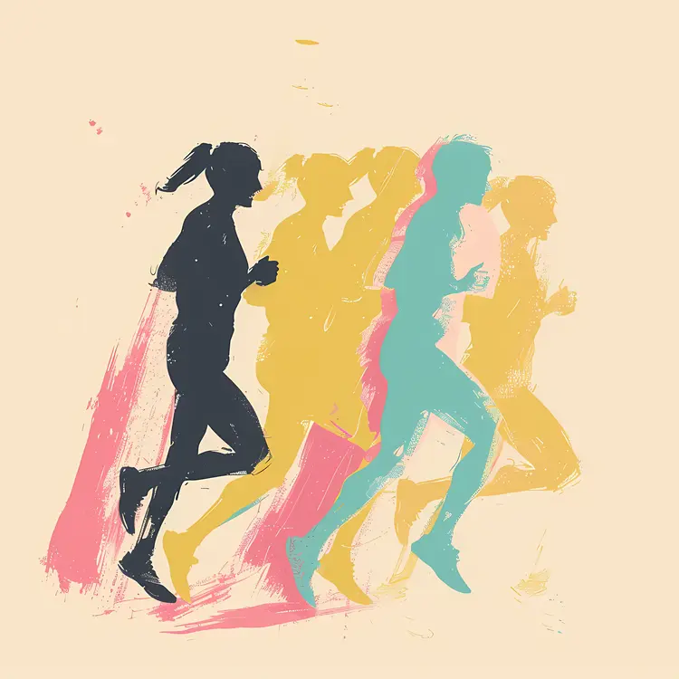 Colorful Running Silhouettes Illustration