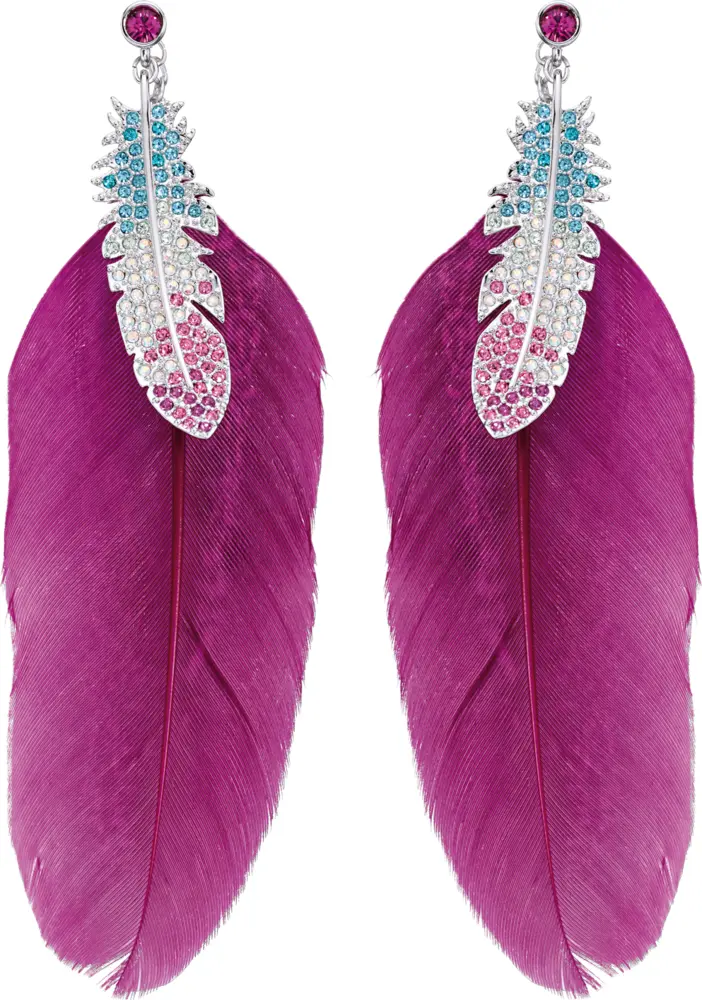 Purple Feather Earrings for Boho Fashion