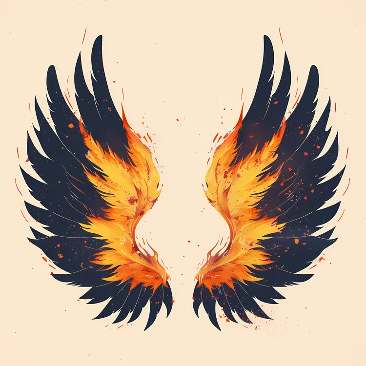 Fiery Phoenix Wings Illustration