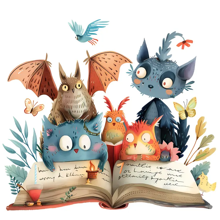Animals Reading Together