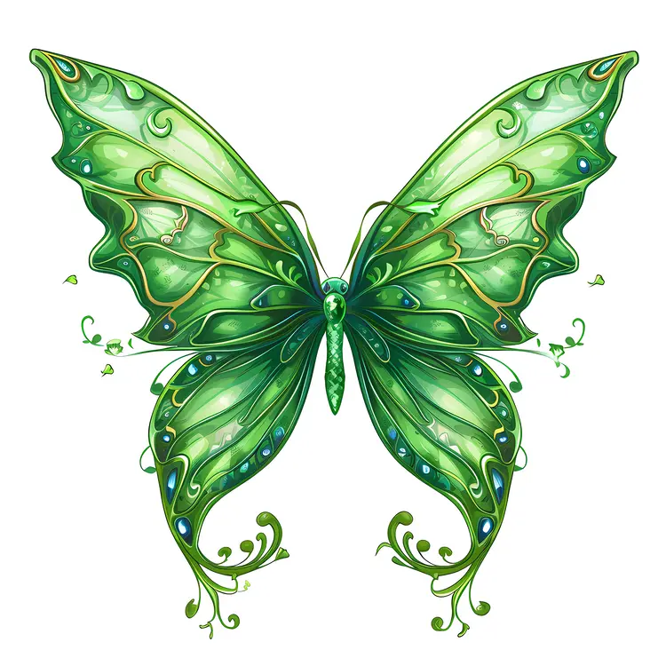 Beautiful Green Butterfly with Leafy Wings