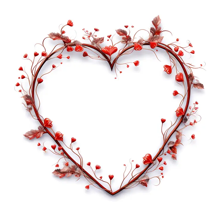 Heart Frame with Red Leaves