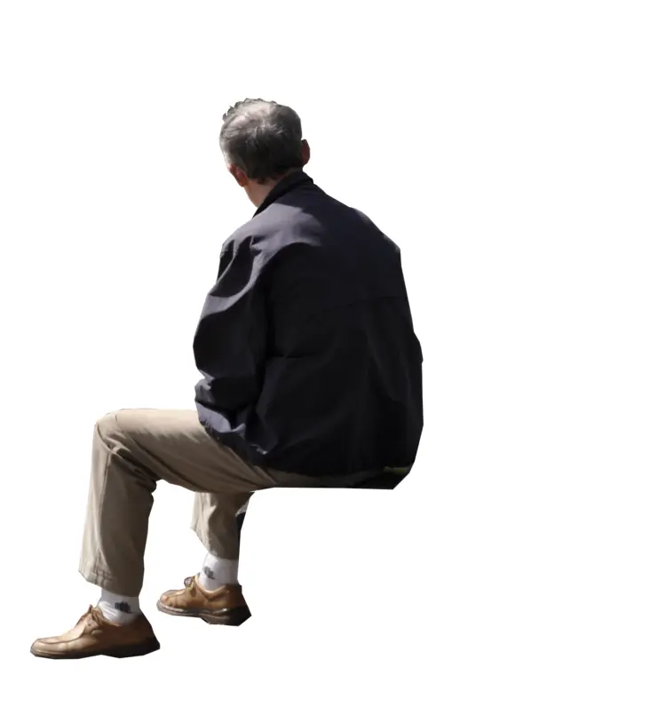 Man Sitting with Back View