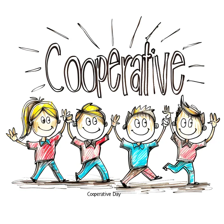 Colorful Co-operative Day Illustration