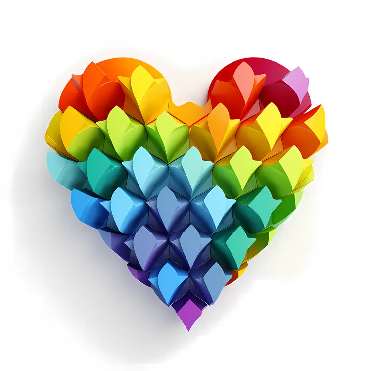 Colorful Origami Rainbow Heart