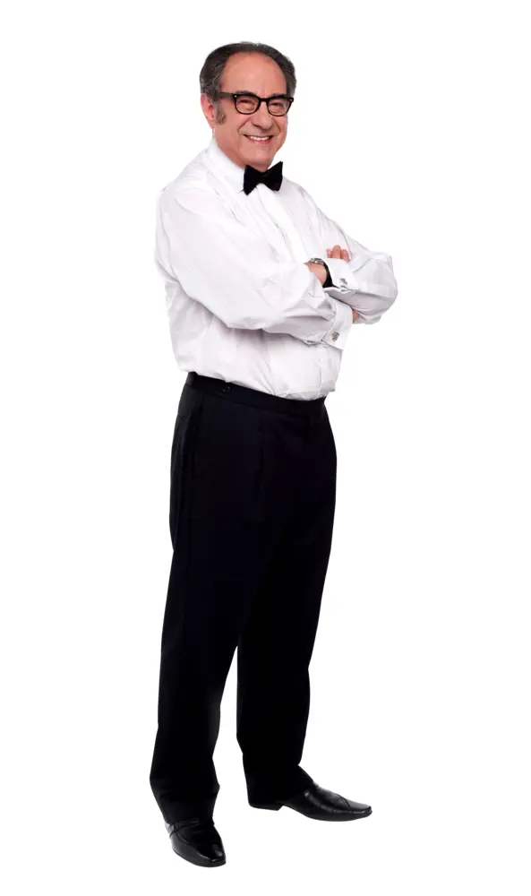 Smiling Man in Bow Tie and Glasses