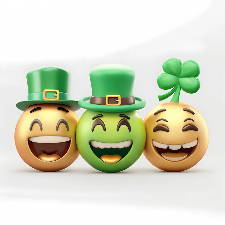 Laughing Emojis with Shamrocks and Hats