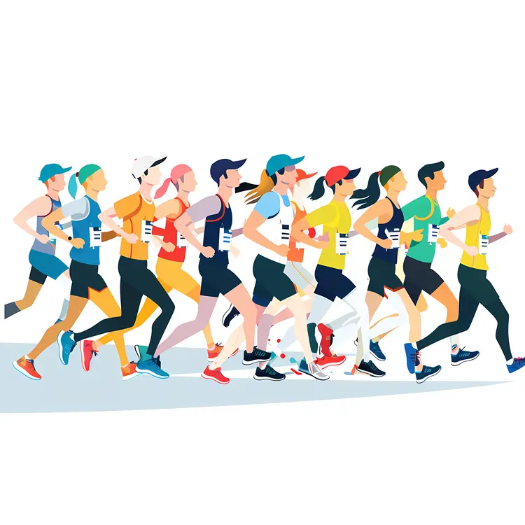 Colorful Group of Runners Illustration