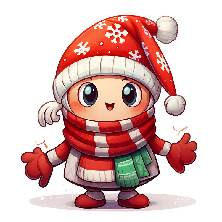 Red and White Winter Character