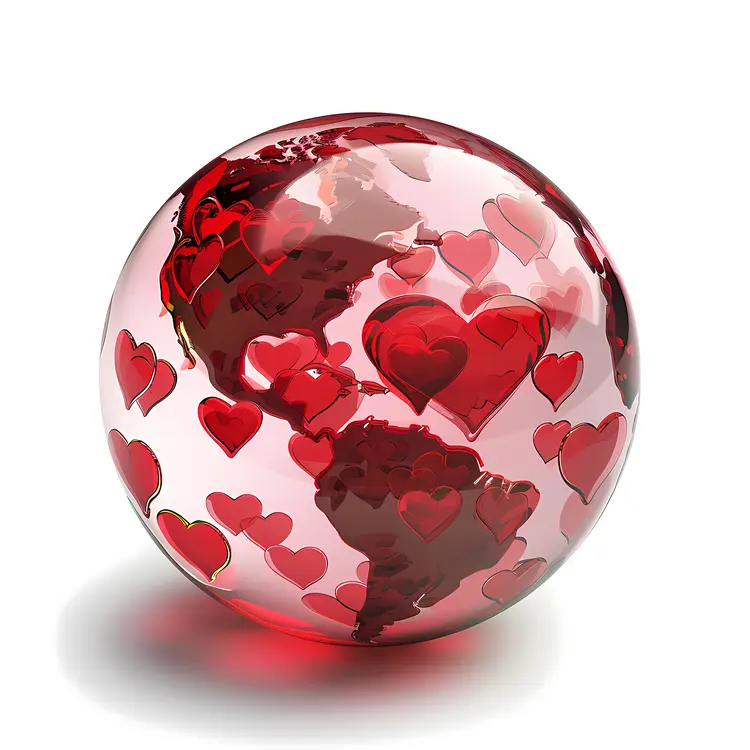 Red Globe with Hearts