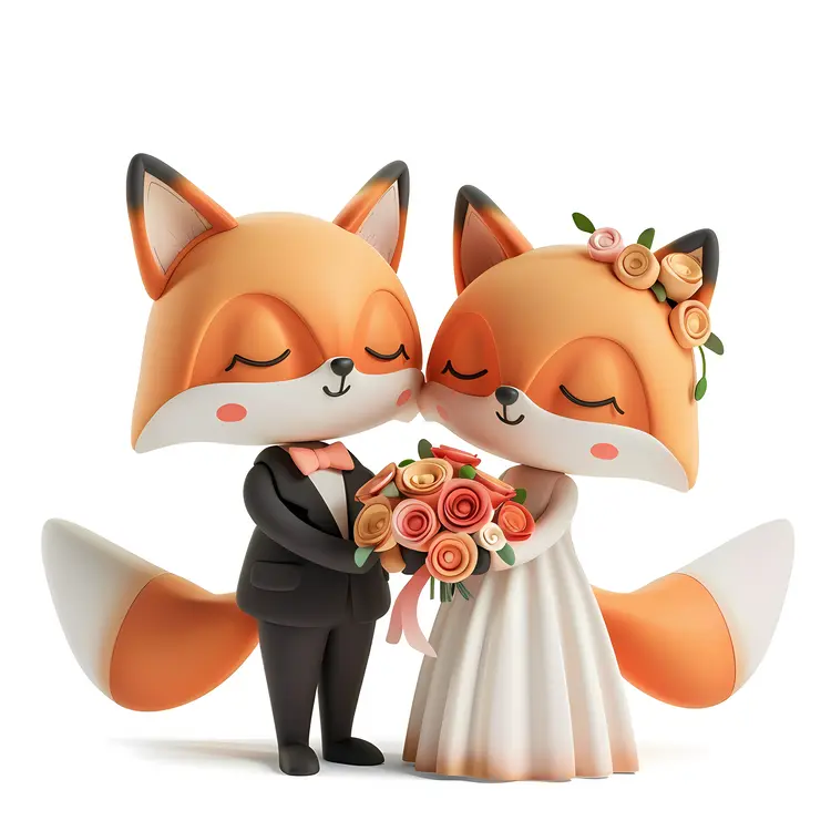 Fox Couple in Wedding Attire