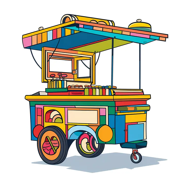 Colorful Food Cart Illustration