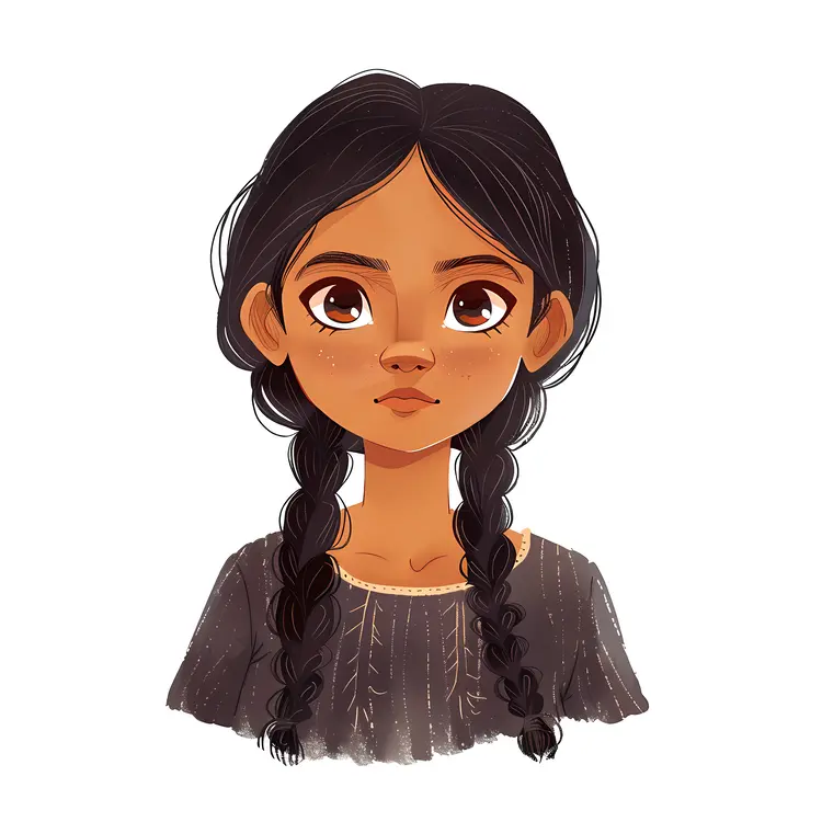 Girl with Braids Illustration