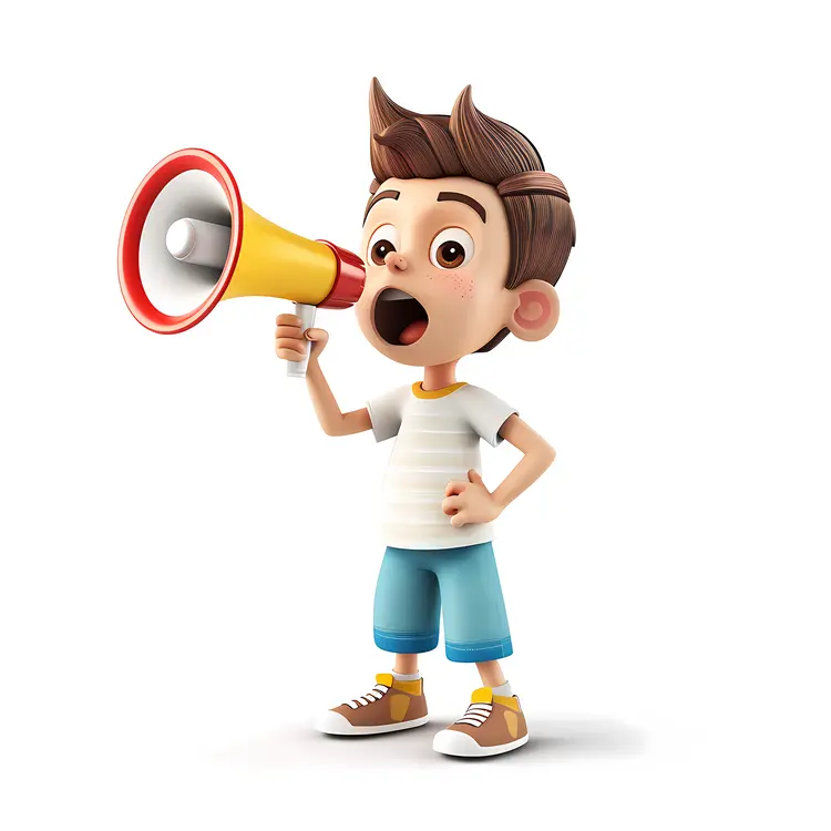 Boy Shouting with Megaphone