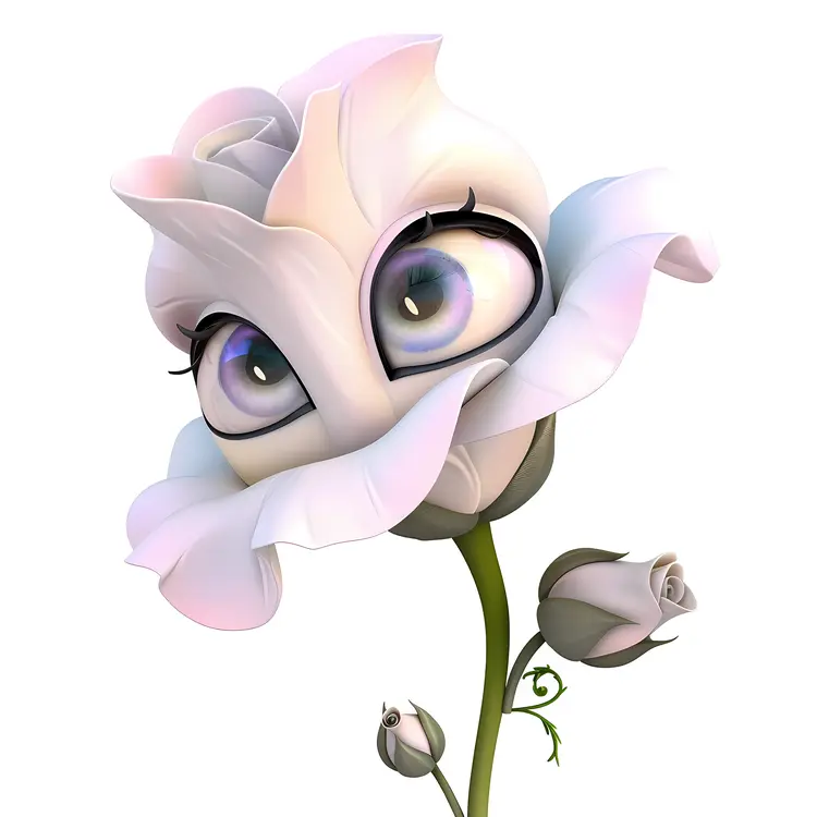 Cute Cartoon Flower with Eyes