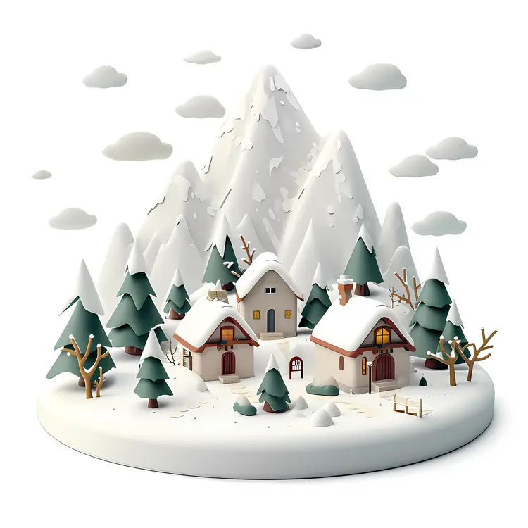 Minimalist Snowy Village