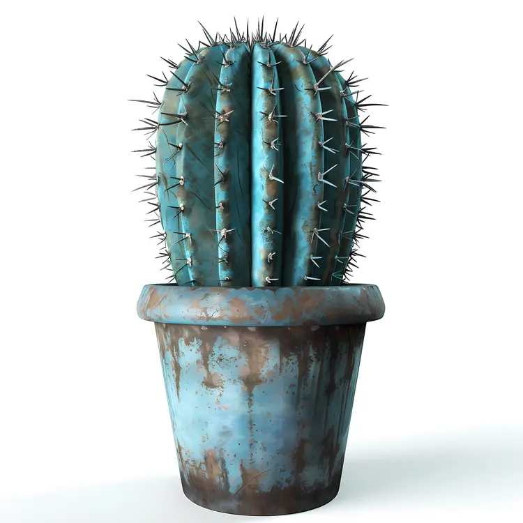 Blue Cactus in Weathered Pot