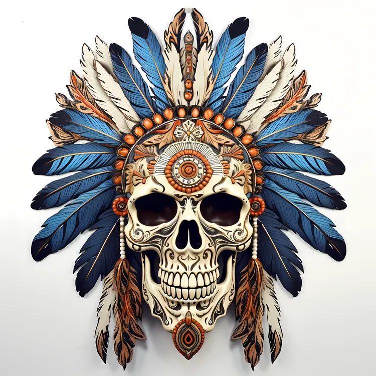 Decorative Skull with Feathers