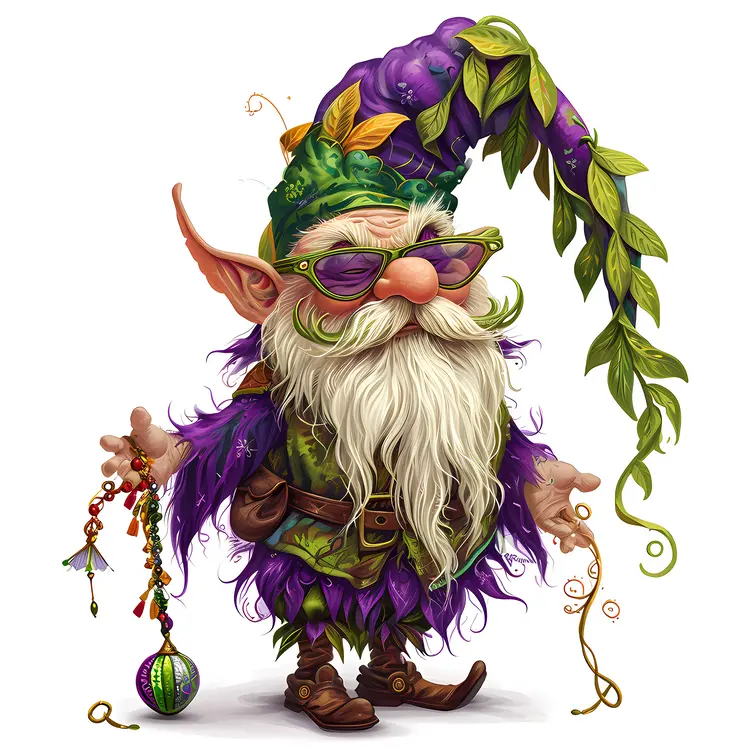 Gnome with Purple Hat and Glasses