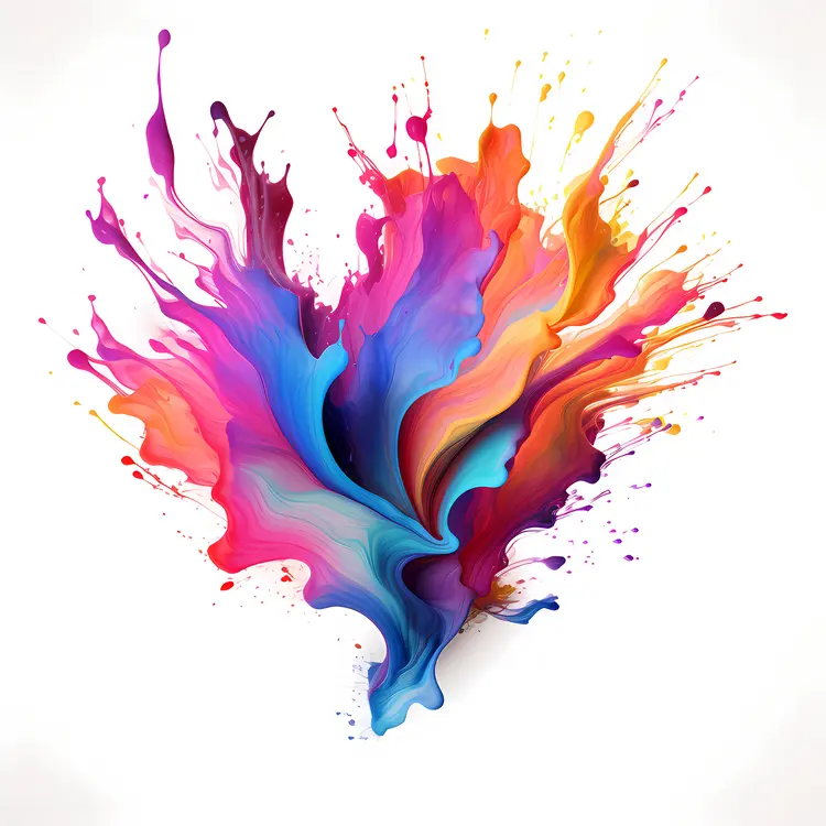 Heart-Shaped Colorful Paint Splash