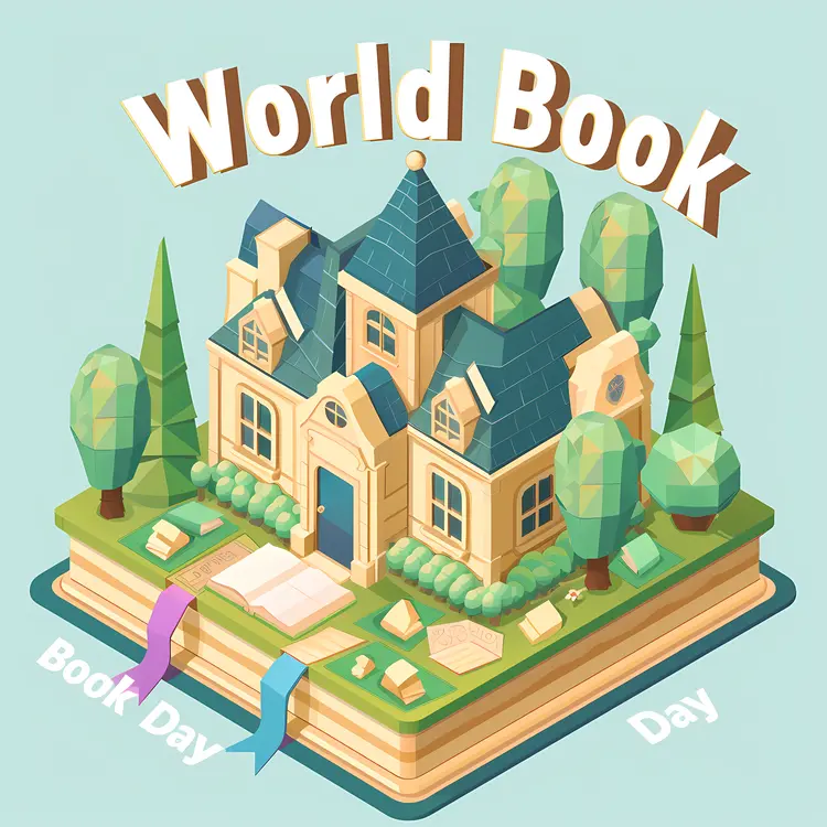 World Book Day Celebration with House and Trees
