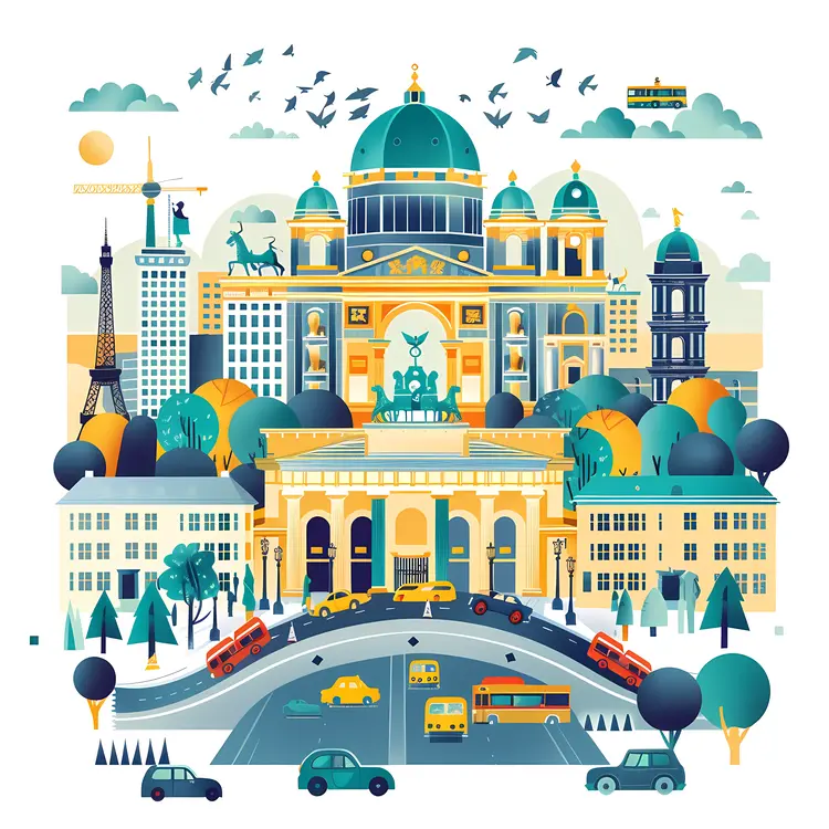 Vibrant Cityscape with Traffic